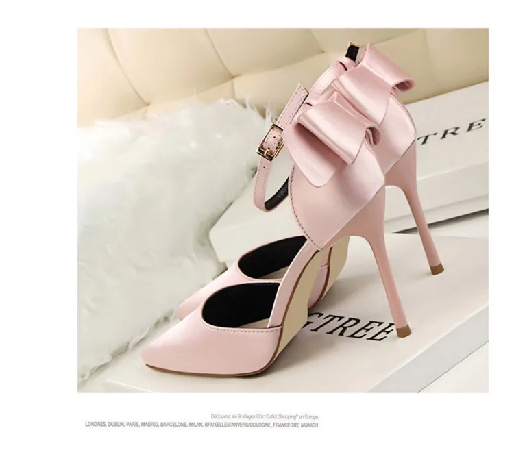 Shoes Bow Woman Pumps Silk High Heels Women Shoes Stiletto Red Wedding Shoes Women Heels Women Sandals 8cm and 10cm