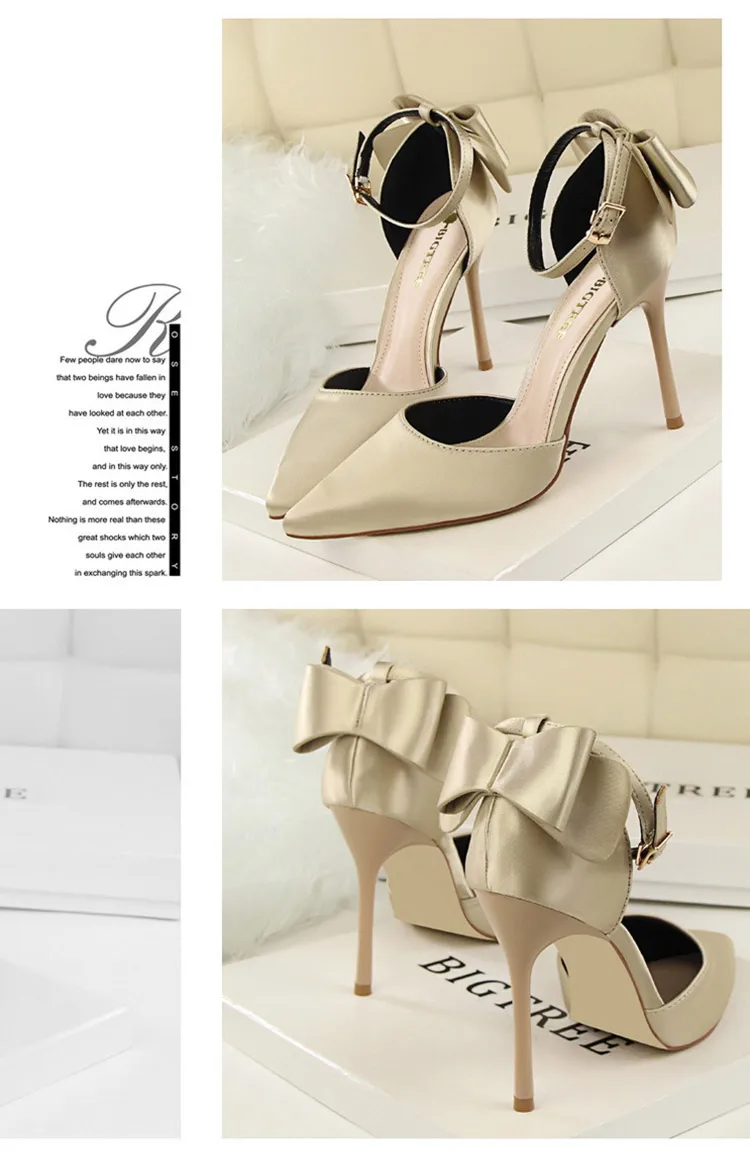Shoes Bow Woman Pumps Silk High Heels Women Shoes Stiletto Red Wedding Shoes Women Heels Women Sandals 8cm and 10cm