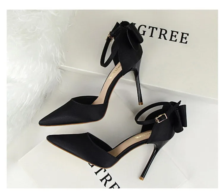 Shoes Bow Woman Pumps Silk High Heels Women Shoes Stiletto Red Wedding Shoes Women Heels Women Sandals 8cm and 10cm