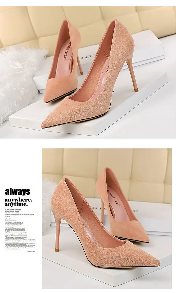 Shoes Suede Woman Pumps New High Heels For Women Office Shoes Fashion Stiletto Heels Women Basic Pump Plus Size 42 43
