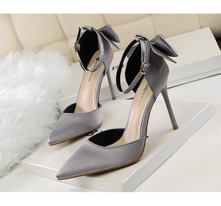 Shoes Bow Woman Pumps Silk High Heels Women Shoes Stiletto Red Wedding Shoes Women Heels Women Sandals 8cm and 10cm