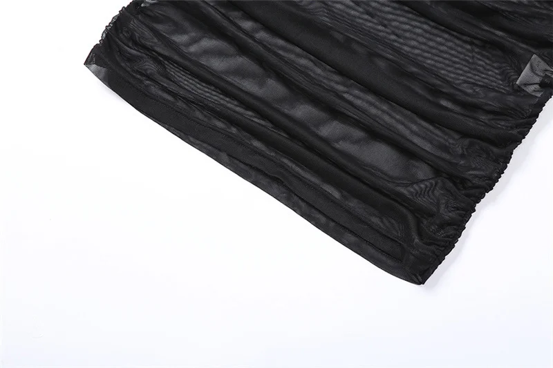 Mesh See Through Women Dress Sexy 3 Piece Set Elegant Fashion Female Clothing Casual Slim Camisole Black Bodycon Skirts