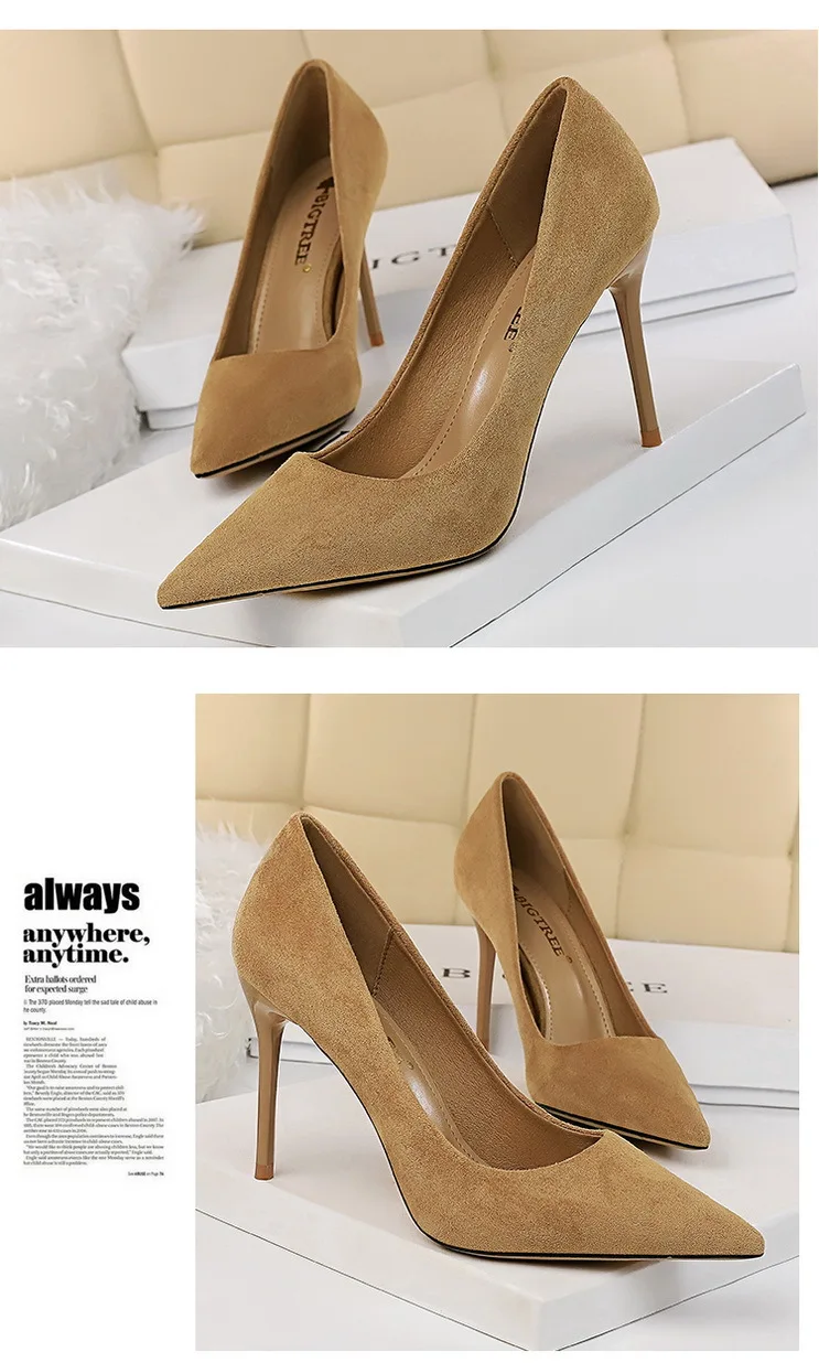 Shoes Suede Woman Pumps New High Heels For Women Office Shoes Fashion Stiletto Heels Women Basic Pump Plus Size 42 43