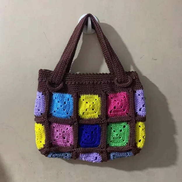  Handmade Crochet Bag Summer Bag Kintting Beach Bag Handmade crochet bag crochet shoulder bag Kintting tote bag Colorful hand bag