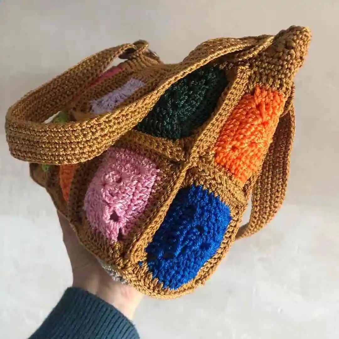  Handmade Crochet Bag Summer Bag Kintting Beach Bag Handmade crochet bag crochet shoulder bag Kintting tote bag Colorful hand bag