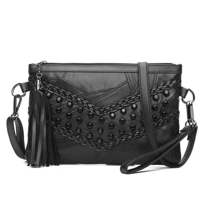 Kylethomasw Retro Rivet Envelope Shoulder Bags for Women Small Messeng