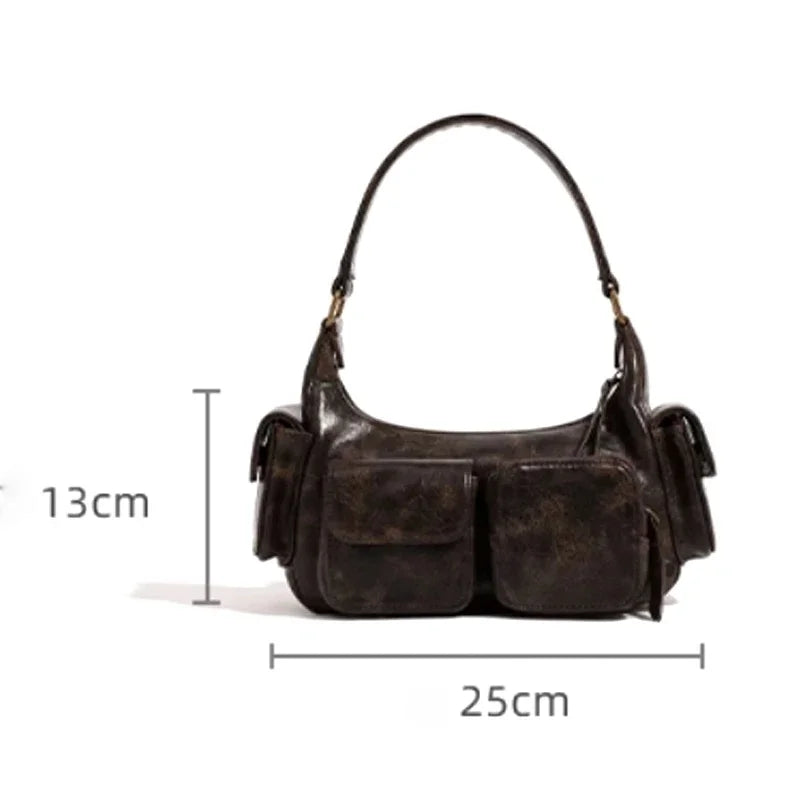 Hobo Multi Pocket Locomotive Bag New Single Shoulder Bag Underarm Bag High Capacity Women Bag