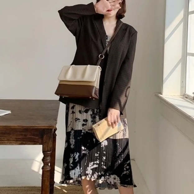 Korean Vintage Pu Leather Large Capacity Bucket Bag Commuter Shoulder Bag Casual All Match Y2k Women Crossbody Messenger Bag