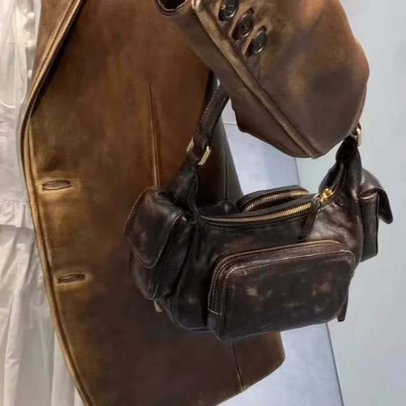 Hobo Multi Pocket Locomotive Bag New Single Shoulder Bag Underarm Bag High Capacity Women Bag