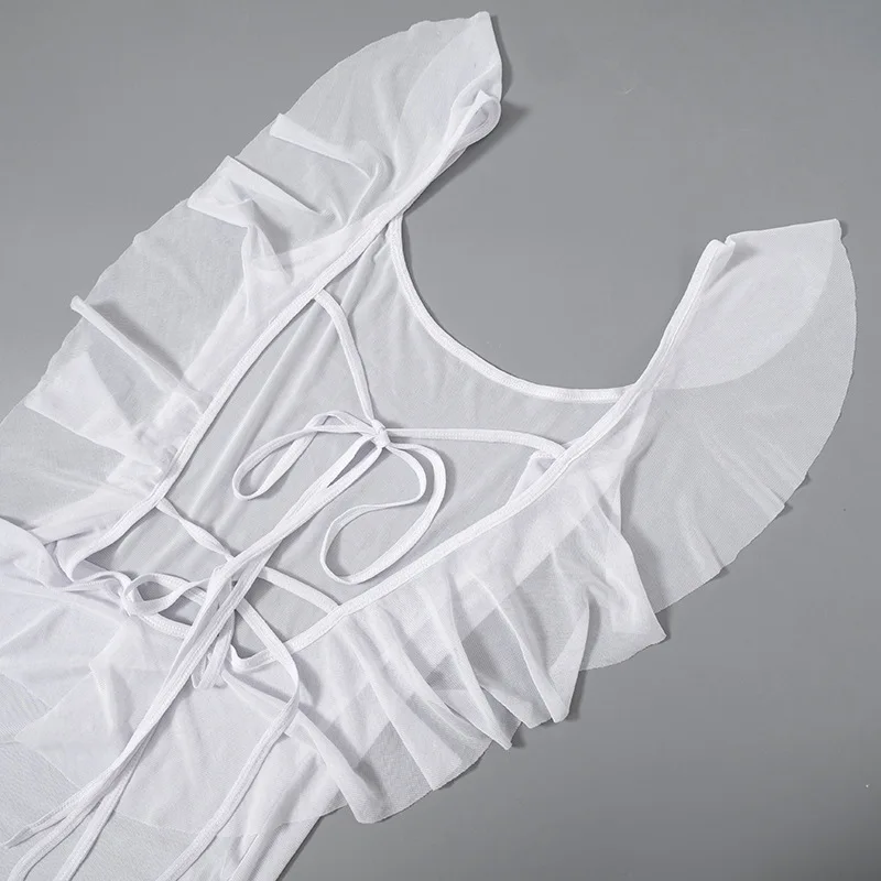 Bodycon Dress See Through Y2k Clothes Sleeveless Vestidos De Mujer Spaghetti Strap White Club Outfits For Women Sexy Streetwear