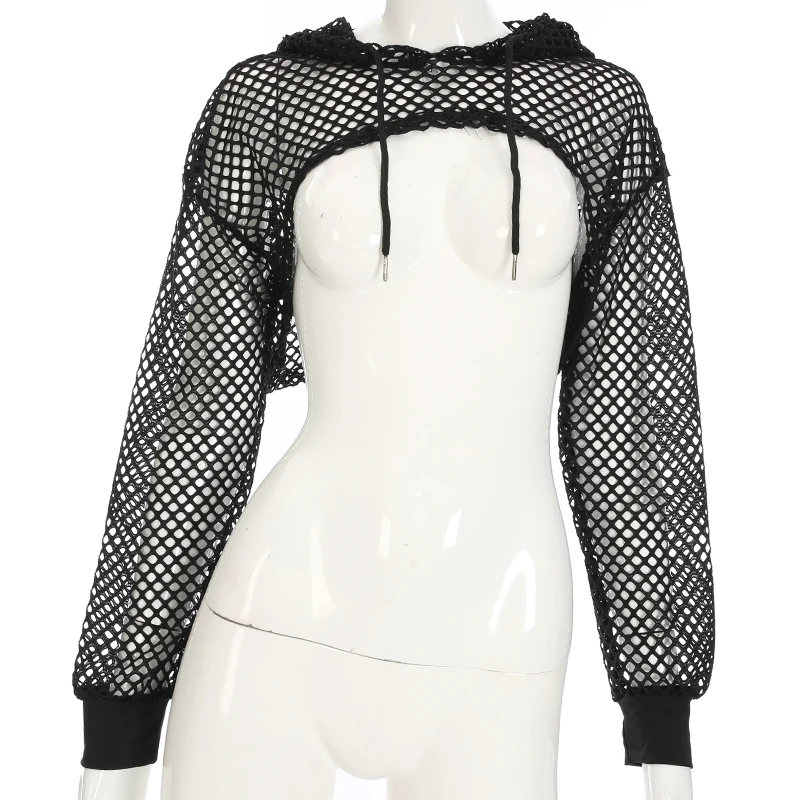 Summer Mesh Sexy T Shirt Women Hollow Out Smocked Crop Tops Long Sleeve Hoodies Tees Shirt Fishnet T-shirt Ladies 10 Summer Mesh Sexy T Shirt Women Hollow Out Smocked Crop Tops Long Sleeve Hoodies Tees Shirt Fishnet T-shirt Ladies
