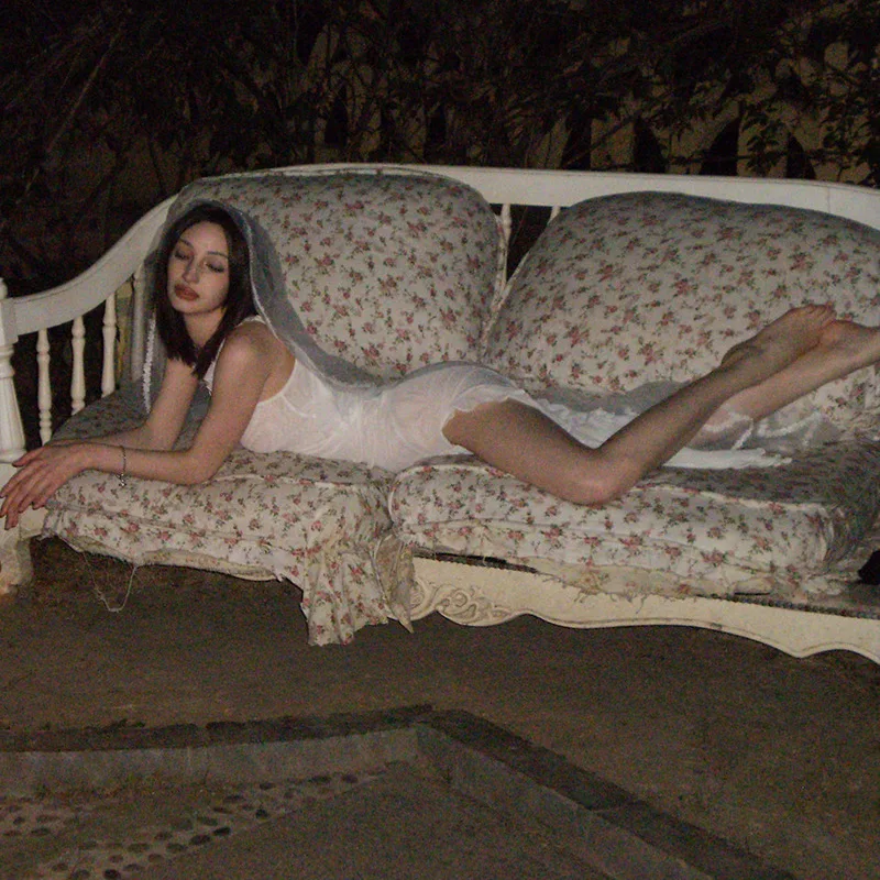 Bodycon Dress See Through Y2k Clothes Sleeveless Vestidos De Mujer Spaghetti Strap White Club Outfits For Women Sexy Streetwear