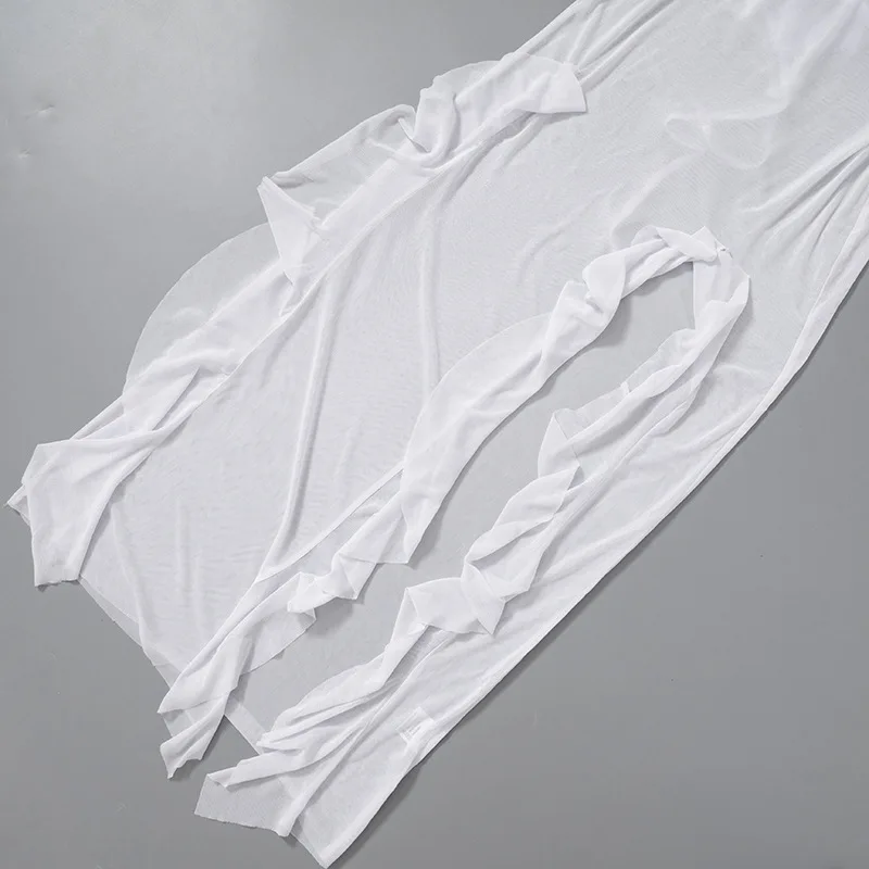 Bodycon Dress See Through Y2k Clothes Sleeveless Vestidos De Mujer Spaghetti Strap White Club Outfits For Women Sexy Streetwear