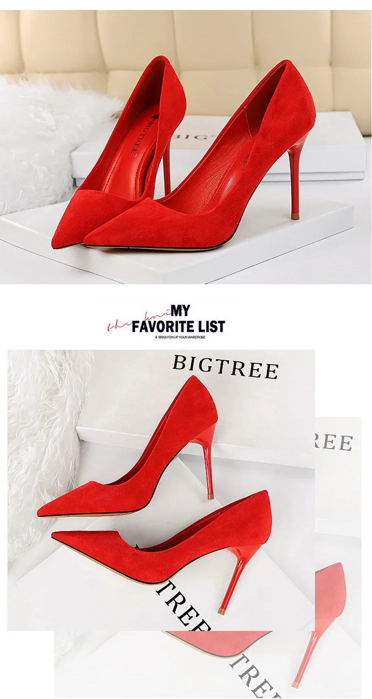 Shoes Suede Woman Pumps New High Heels For Women Office Shoes Fashion Stiletto Heels Women Basic Pump Plus Size 42 43