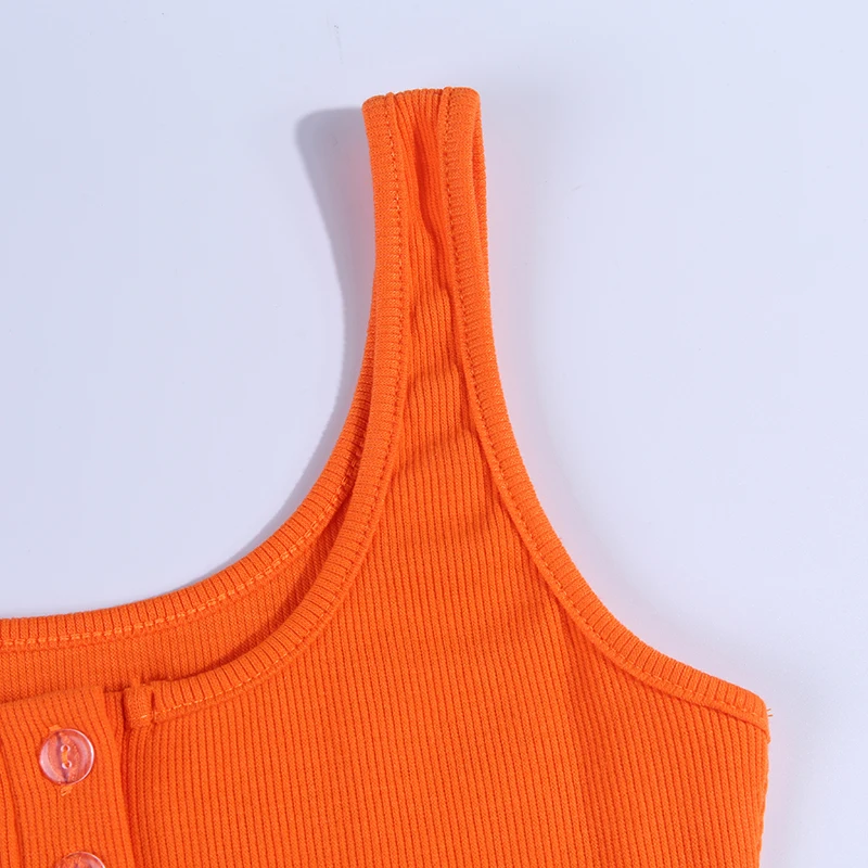 Women Knitted Elastic Knee-Length Dress V-Neck Sleeveless Elegant Button Vestidos Female Sexy Party Slim Dresses Summer