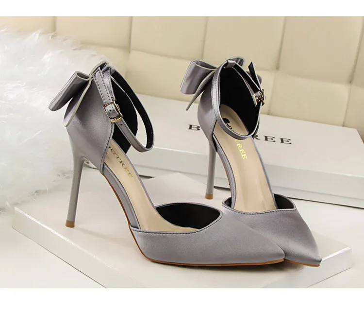 Shoes Bow Woman Pumps Silk High Heels Women Shoes Stiletto Red Wedding Shoes Women Heels Women Sandals 8cm and 10cm