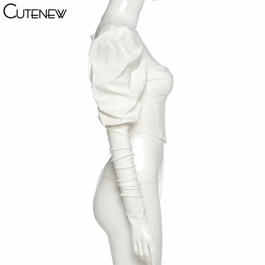 Elegant Romantic Irregular Croped Corset Top Women Stylish Puff Sleeve Vacation Crop Top Skinny Casual Streetwear Female