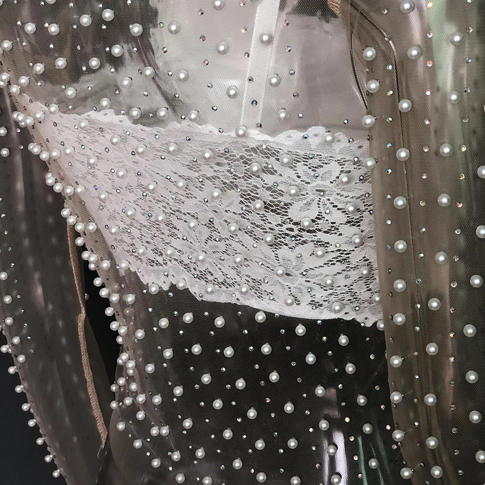 Luxury Crystal Sexy See Through Long Sleeve T-shirt Lace Night Party Club Cropped Top Lady Fashion Balck Streetwear 2025