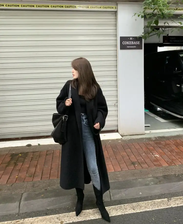 Women's Autumn Shoes Nubuck Leather Stiletto Mid-calf Boots Women Fashion Pumps Winter Black Pointed Toe High-heeled Boots Woman