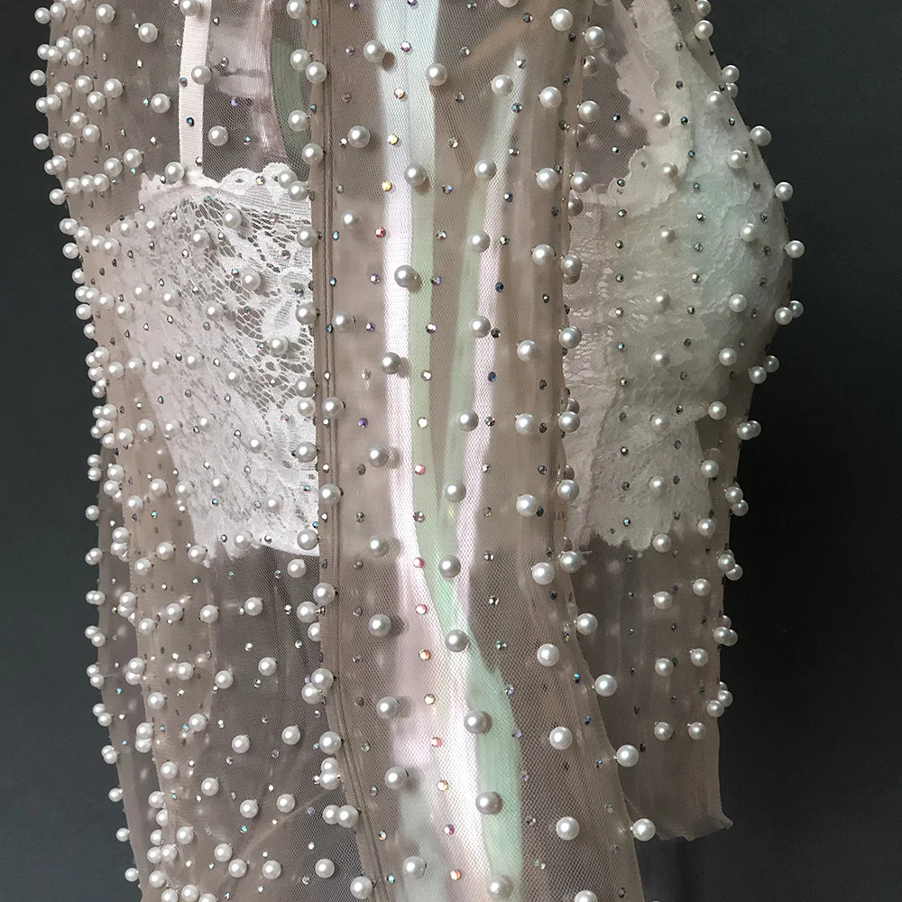 Luxury Crystal Sexy See Through Long Sleeve T-shirt Lace Night Party Club Cropped Top Lady Fashion Balck Streetwear 2025