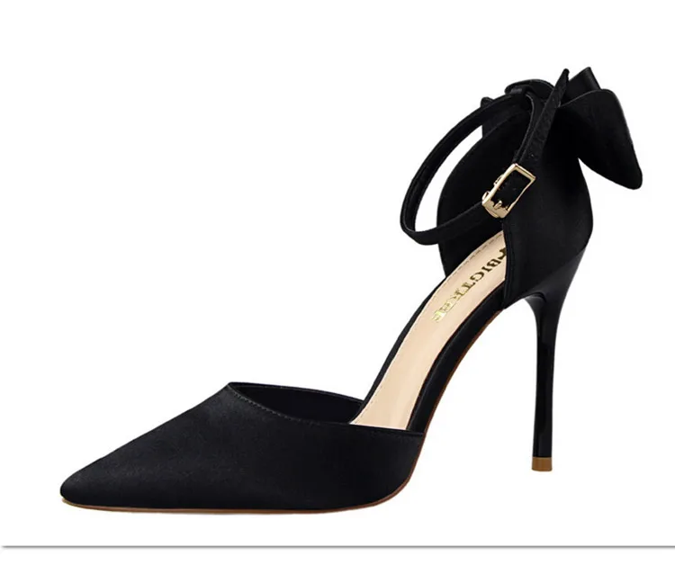 Shoes Bow Woman Pumps Silk High Heels Women Shoes Stiletto Red Wedding Shoes Women Heels Women Sandals 8cm and 10cm