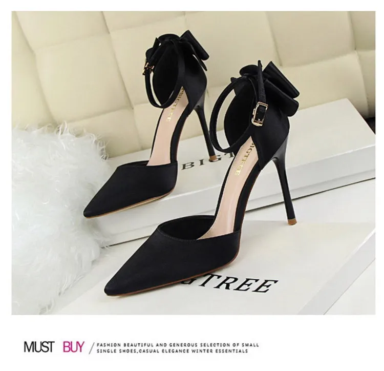 Shoes Bow Woman Pumps Silk High Heels Women Shoes Stiletto Red Wedding Shoes Women Heels Women Sandals 8cm and 10cm