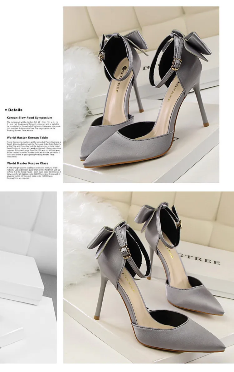 Shoes Bow Woman Pumps Silk High Heels Women Shoes Stiletto Red Wedding Shoes Women Heels Women Sandals 8cm and 10cm