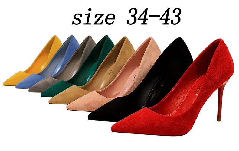 Shoes Suede Woman Pumps New High Heels For Women Office Shoes Fashion Stiletto Heels Women Basic Pump Plus Size 42 43