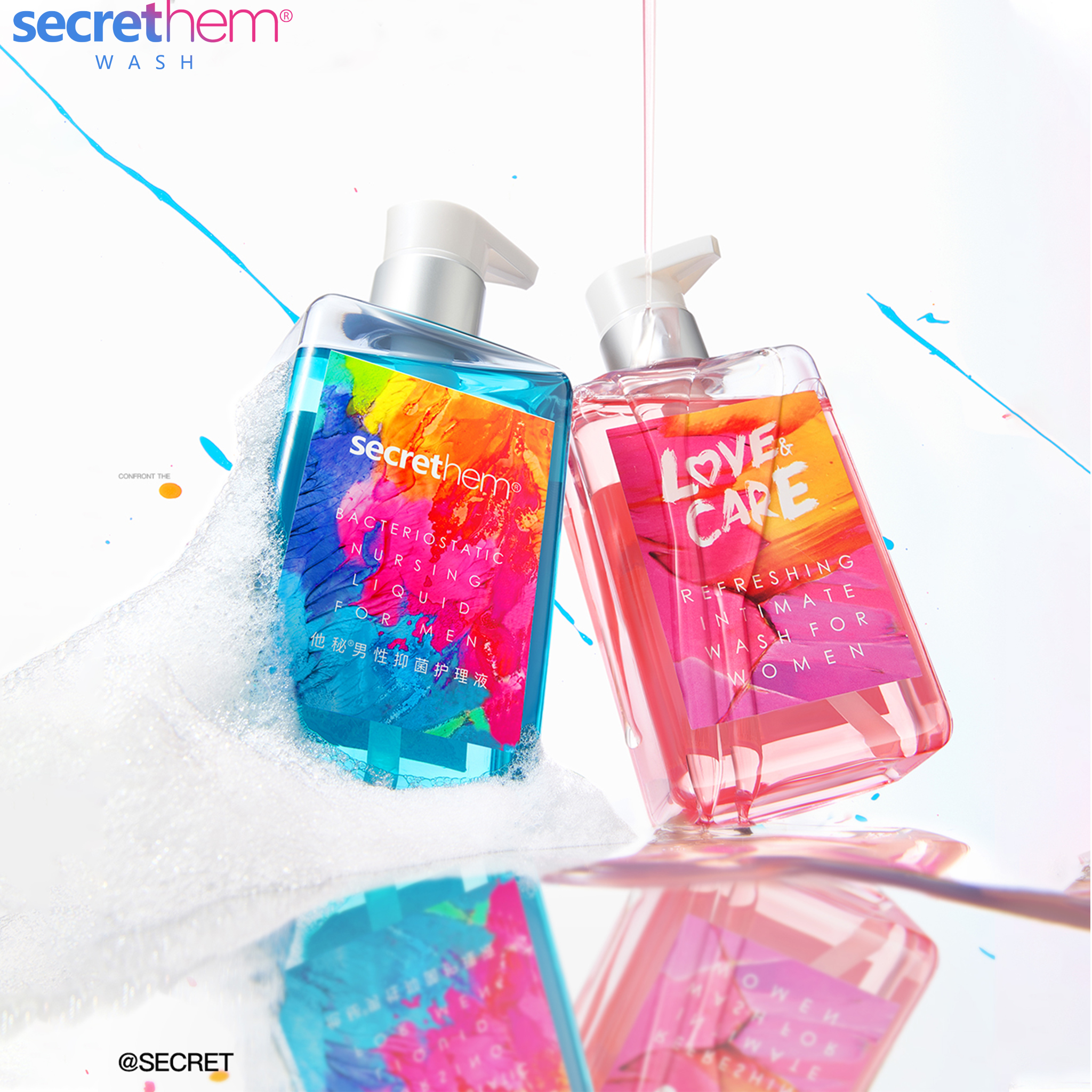 Secrethem Couples Intimate Wash Set | Men & Women pH Balanced Cleanser | Natural Plant Extracts, Odor Control & Freshness | Love & Care Collection