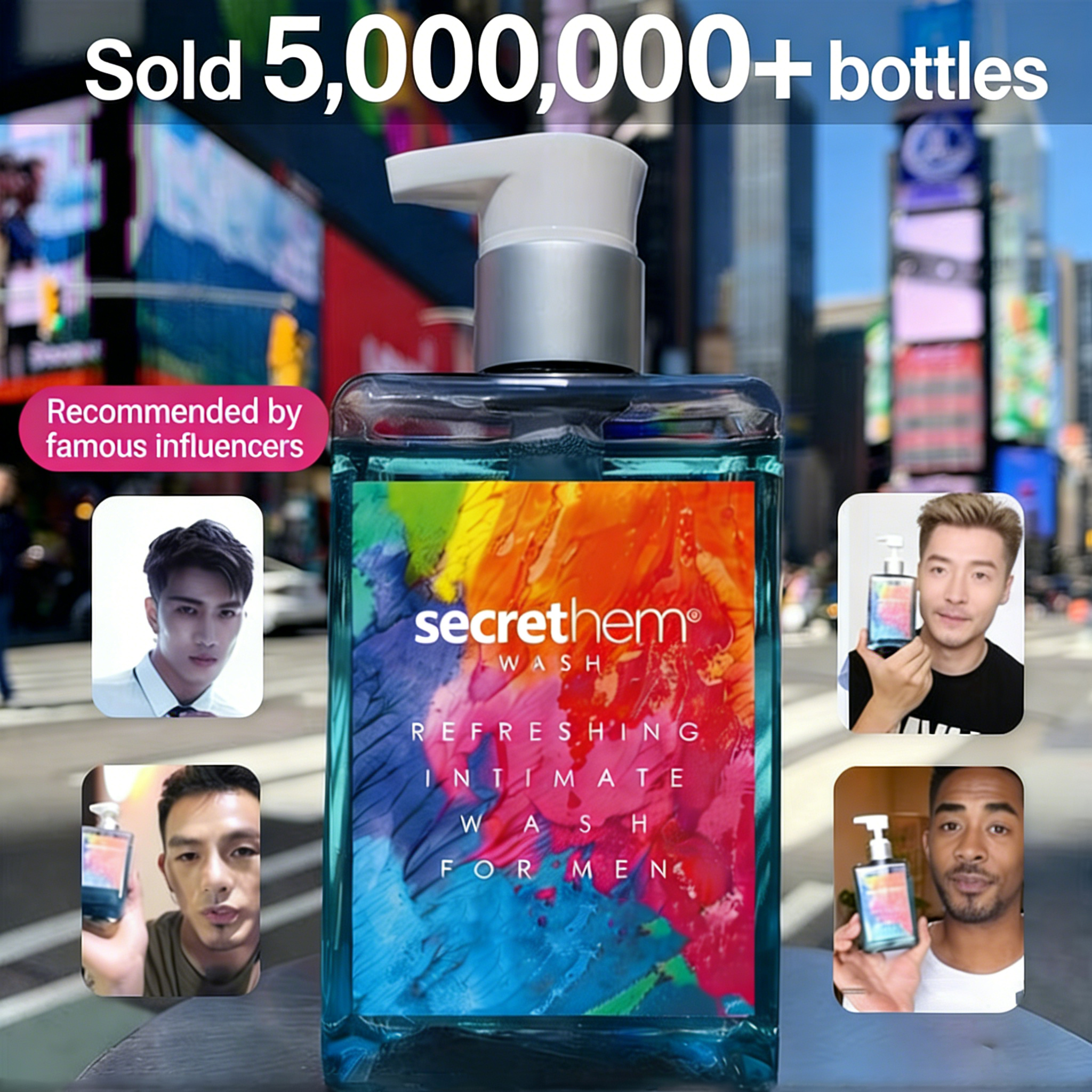 Secretheme Men's Intimate Wash | pH Balanced Antibacterial Cleanser with Natural Herbal Extracts | Soothes Itching, Eliminates Odor & Refreshes | 260ml