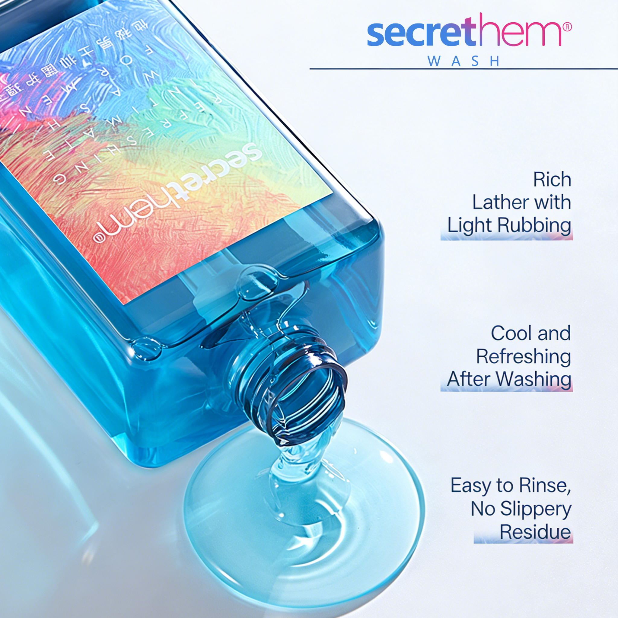 Secretheme Men's Intimate Wash | pH Balanced Antibacterial Cleanser with Natural Herbal Extracts | Soothes Itching, Eliminates Odor & Refreshes | 260ml