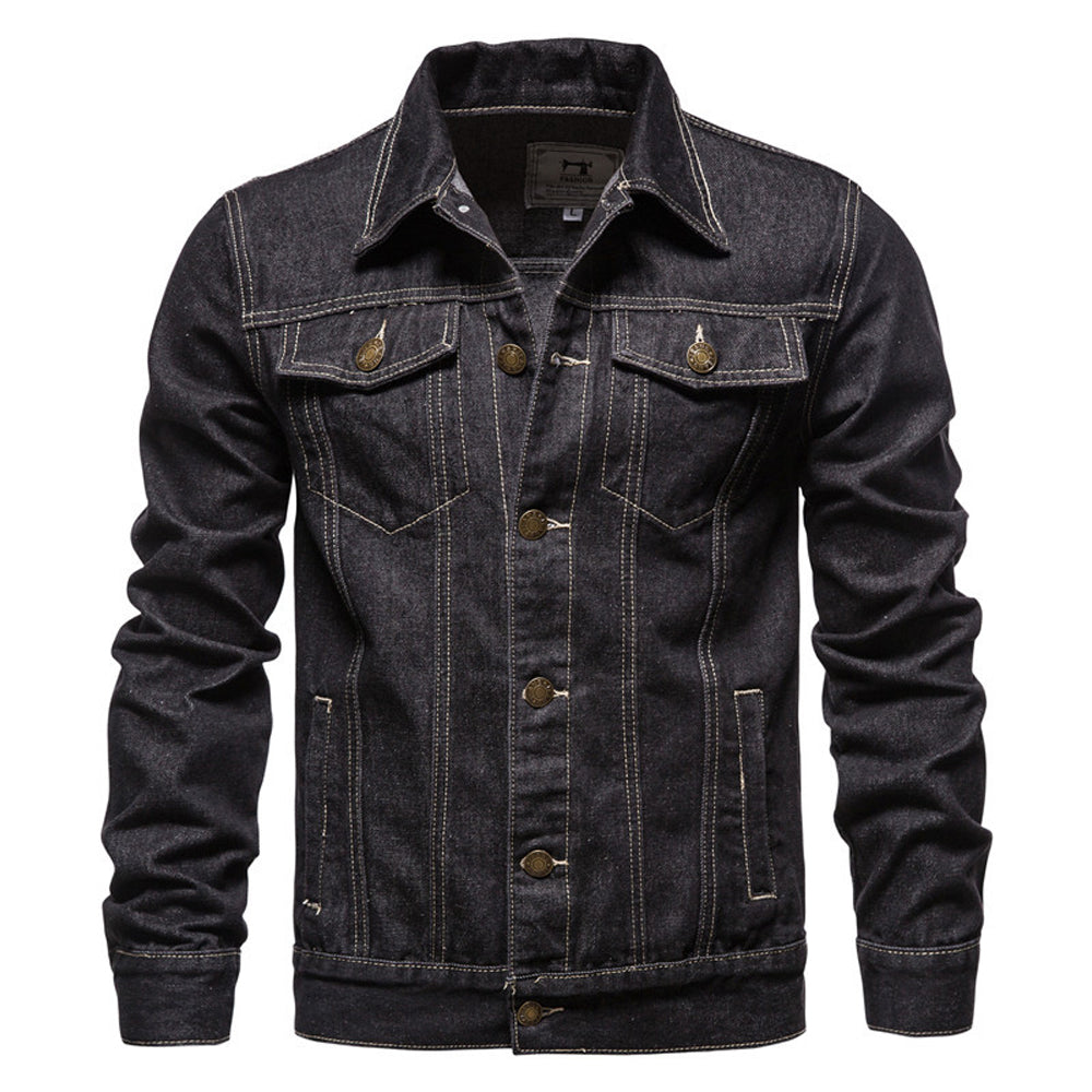 Lunebrille Veste en jean coupe slim décontractée pour hommes à la mode
