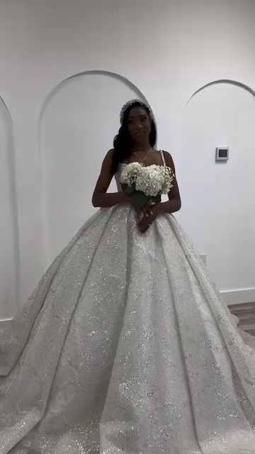 Spaghetti Straps Sequined Ball Gown Wedding Dresses