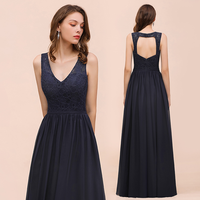Elegant V-neck Wide Straps A-line Floor-length Chiffon Bridesmaid Dress With Ruched