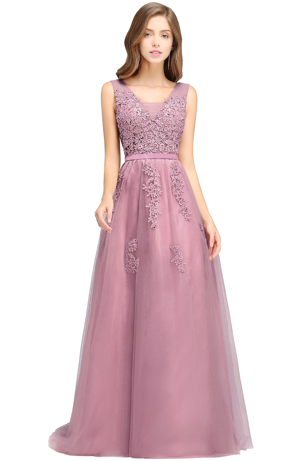 Fabulous V-neck Tulle A-line Evening Dress