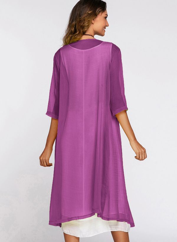 Floral Wrap Round Neckline Midi X-line Dress