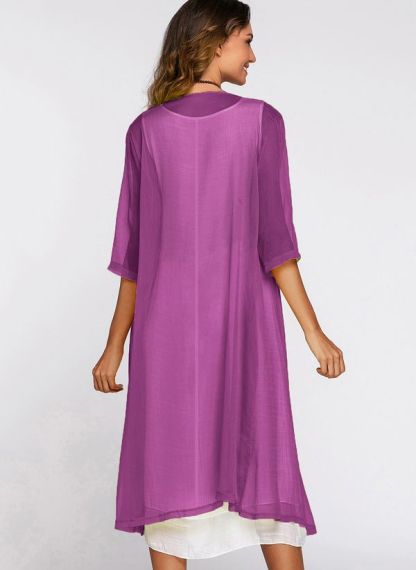 Floral Wrap Round Neckline Midi X-line Dress