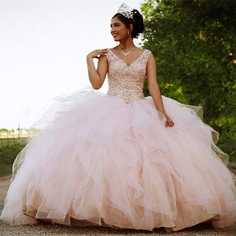 Marvelous V-neck Tulle Ball Gown Quinceanera Dress