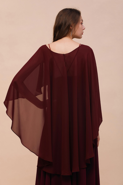 BM1087 Chiffon Burgundy Long Special Occasions Wrap