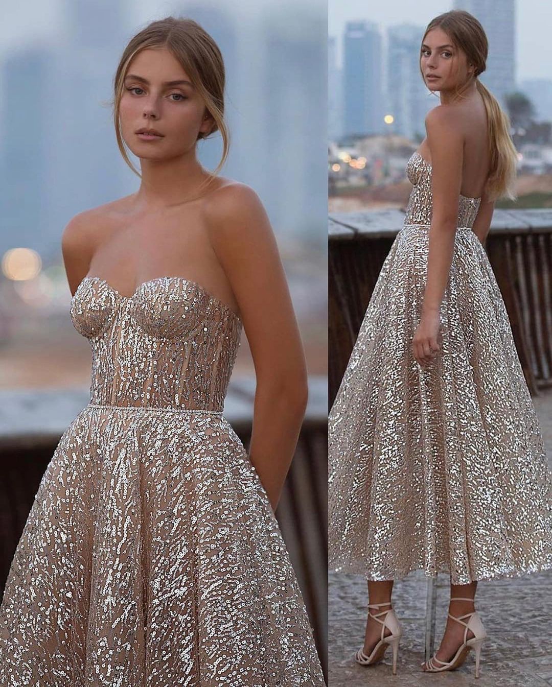 Amazing Sweetheart Sequins A-Line Ankle-length Ruffles Backless Prom Dress