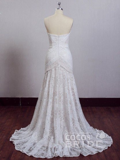 Beach Long Mermaid Sweetheart Lace Boho Wedding Dresses