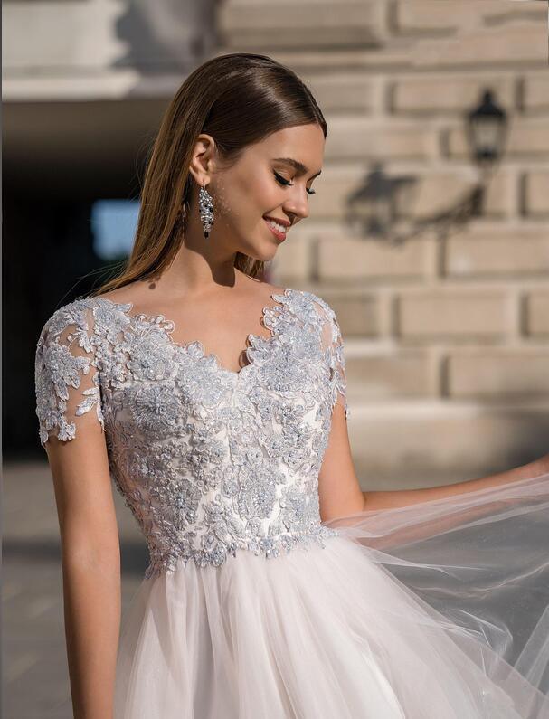 Stylish Short A-line Tulle Formal Dress with Sleeves