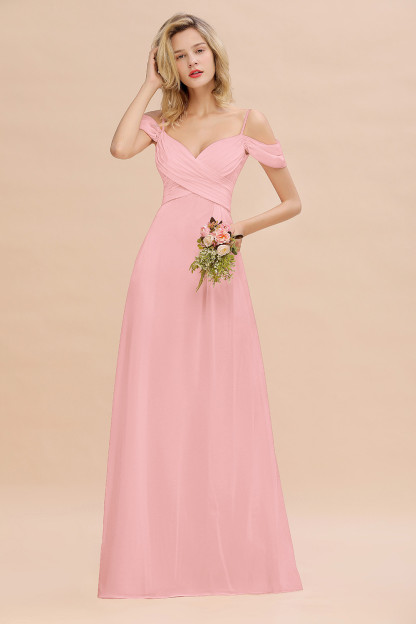 Spaghetti Straps Sweetheart Ruffles Bridesmaid Dress