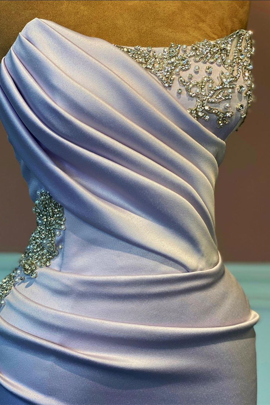 Strapless MermaId Long Mermaid Prom Dress with Slit and Appliques