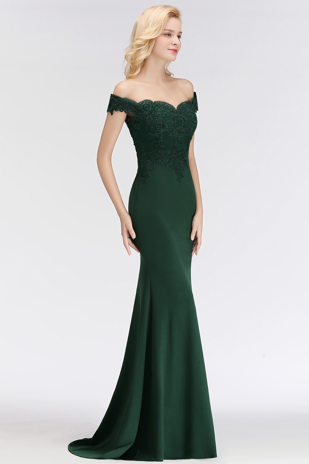 Elegant Long Mermaid Off-the-Shoulder Lace Bridesmaid Dresses