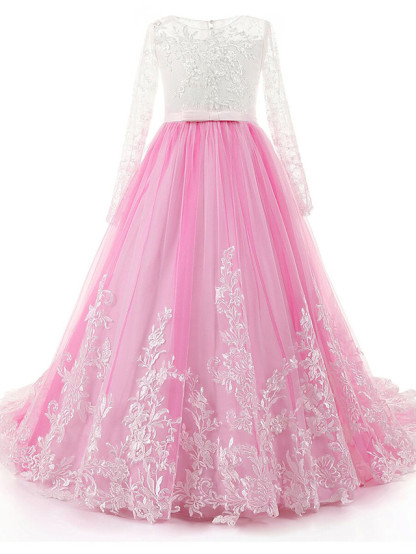 Ball Gown Sweep / Brush Train Boho Flower Girl Dresses