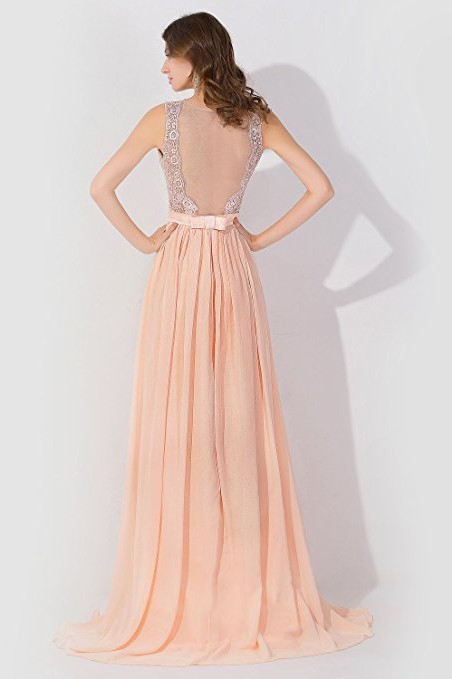 A-Line Chiffon Lace Jewel Sleeveless Floor-Length Bridesmaid Dress with Ruffles