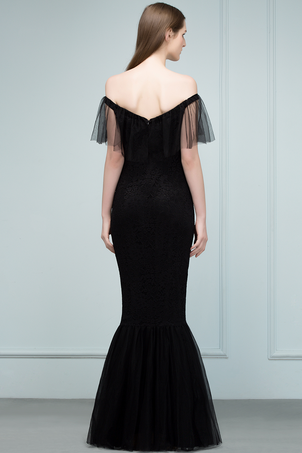 Off The Shoulder Black Mermaid Prom Dress