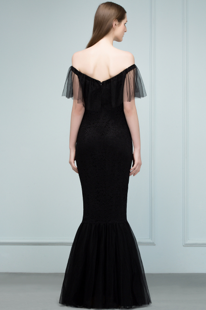 Off The Shoulder Black Mermaid Prom Dress