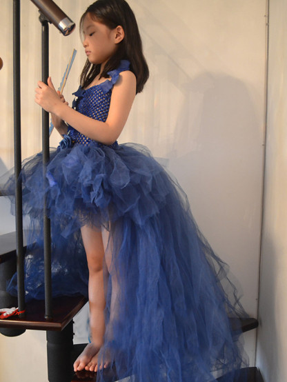 Ball Gown Asymmetrical Pageant Flower Girl Dresses - Tulle / Stretch Satin / Polyester Sleeveless One Shoulder With Flower